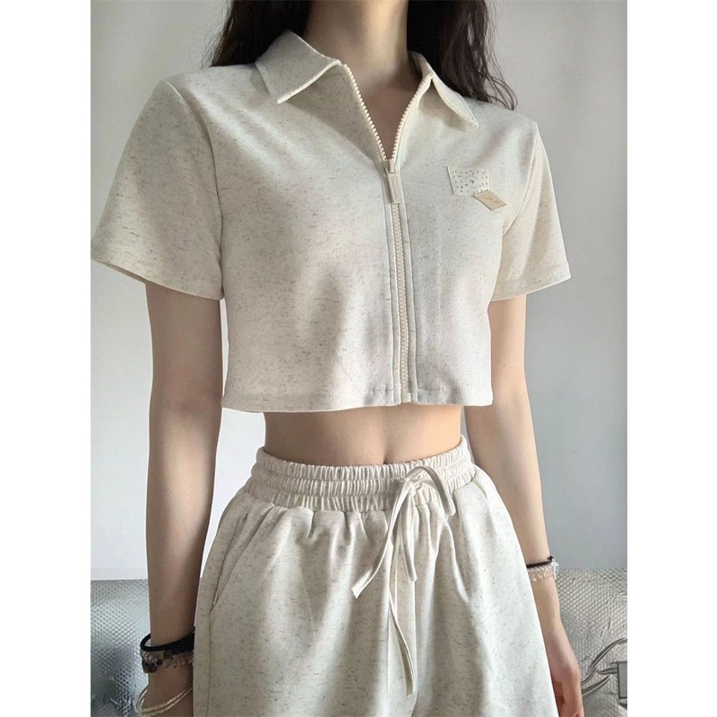 Áo Croptop Cổ Ngắn Lưng Cao Phối Dây Rút Phong Cách Nhật Bản Thời Trang Mùa Hè Cho Nữ