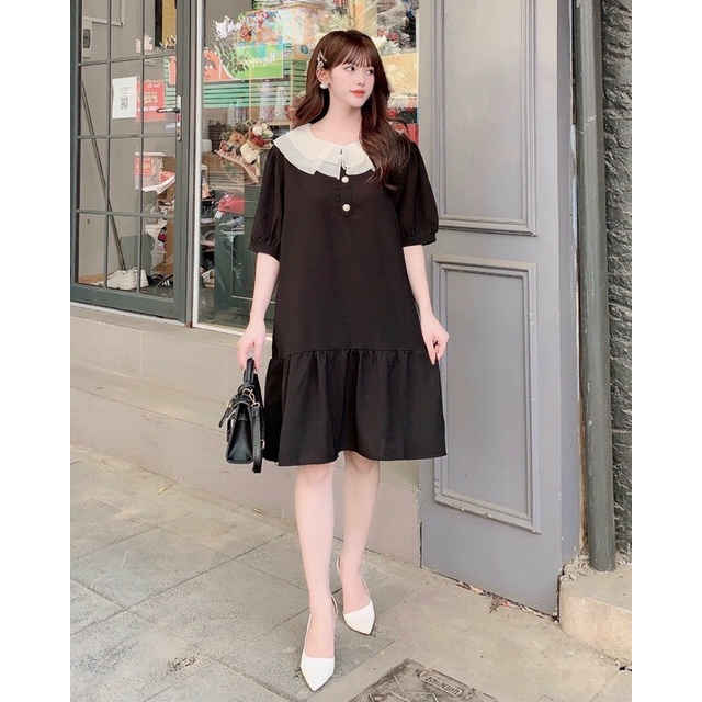 [GIÁ TƯƠNG TÁC] Váy (đầm) bầu công sở dáng suông MAMADRESS, đuôi cá cách điệu, cực xinh, mềm mại và mát