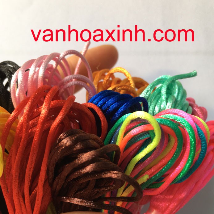 Combo 12 tép dây tim lụa Satin cord size 1mm đan vòng tay (12 màu, 3m/ màu)
