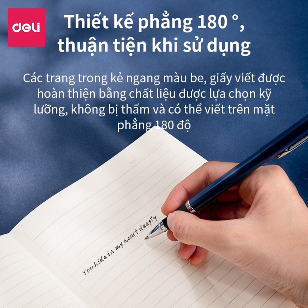 Sổ tay ghi chép khâu gáy A5 Deli 40 trang - 1 quyển - Màu ngẫu nhiên - PFA540