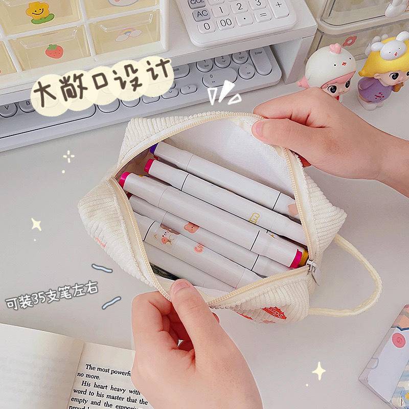 Túi Đựng Bút Thêu Họa Tiết Hoạt Hình Dễ Thương Kích Cỡ Lớn Tiện Dụng Cho Học Sinh