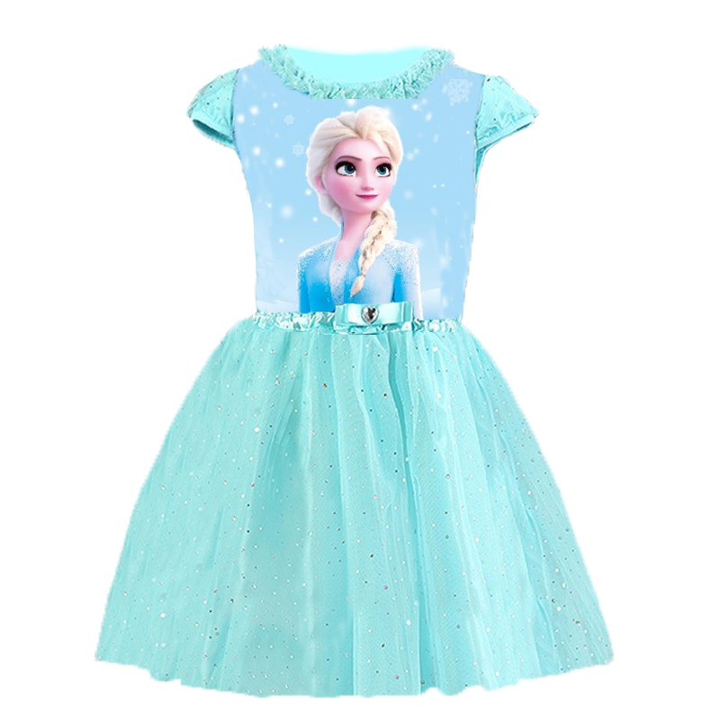 Đầm Ren Công Chúa Anna Elsa Dễ Thương Thời Trang Mùa Hè Dành Cho Bé Gái