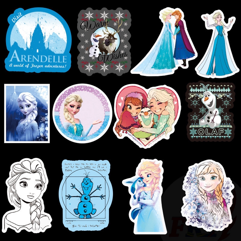 100Pcs/Set ❉ Frozen - Series A Disney Princess：Anna &amp; Elsa Stickers ❉ Pop Classical Cartoon Movie DIY Fashion Luggage Laptop Skateboard Decals Doodle Stickers