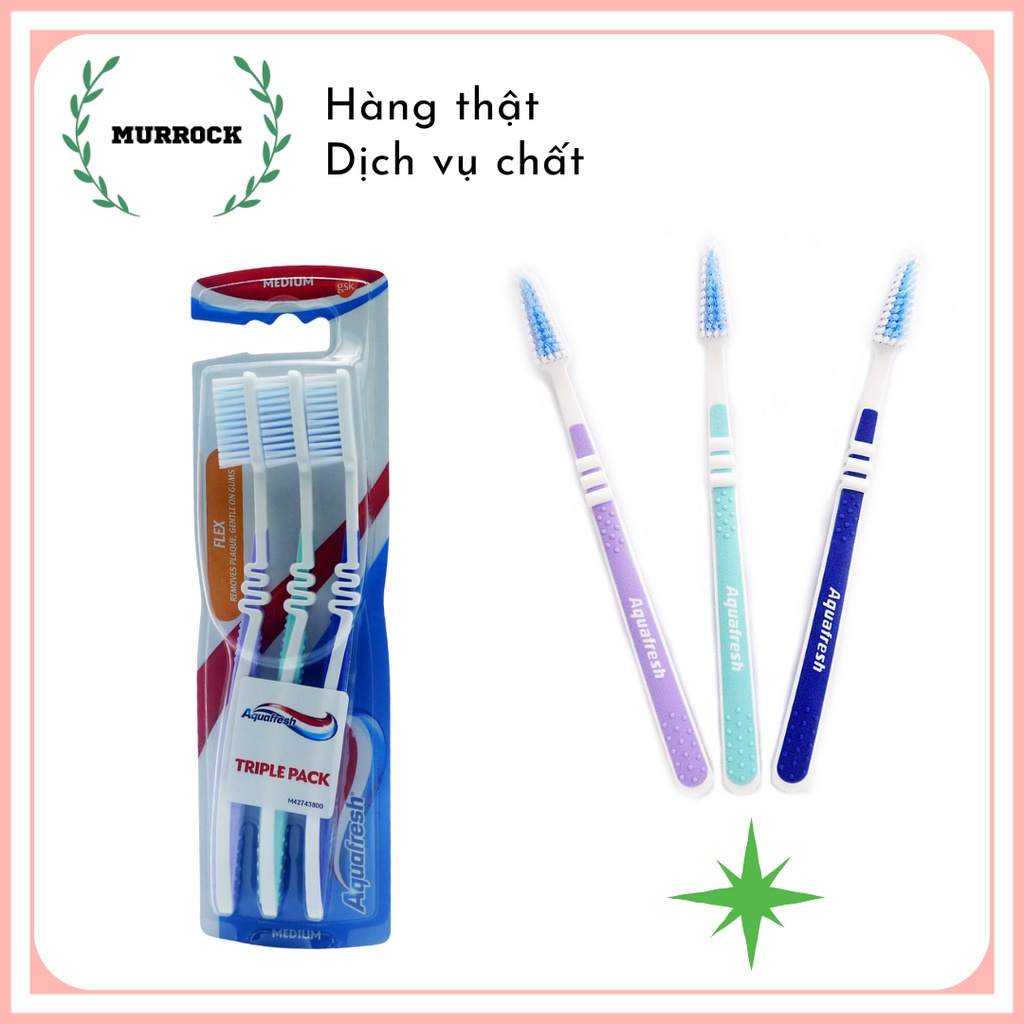 Bàn chải đánh răng Aquafresh Flex Medium, bộ 3 cái UK Anh Quốc