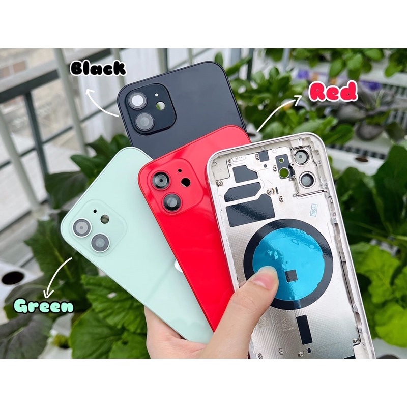 Vỏ Sườn Zin New Thay Cho Máy ip 12 màu xanh, đỏ, tím, trắng, đen siêu đẹp