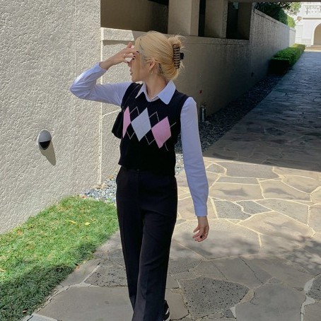 Áo Dệt Kim Cho Nữ Không Tay Cổ Chữ V Phong Cách Retro