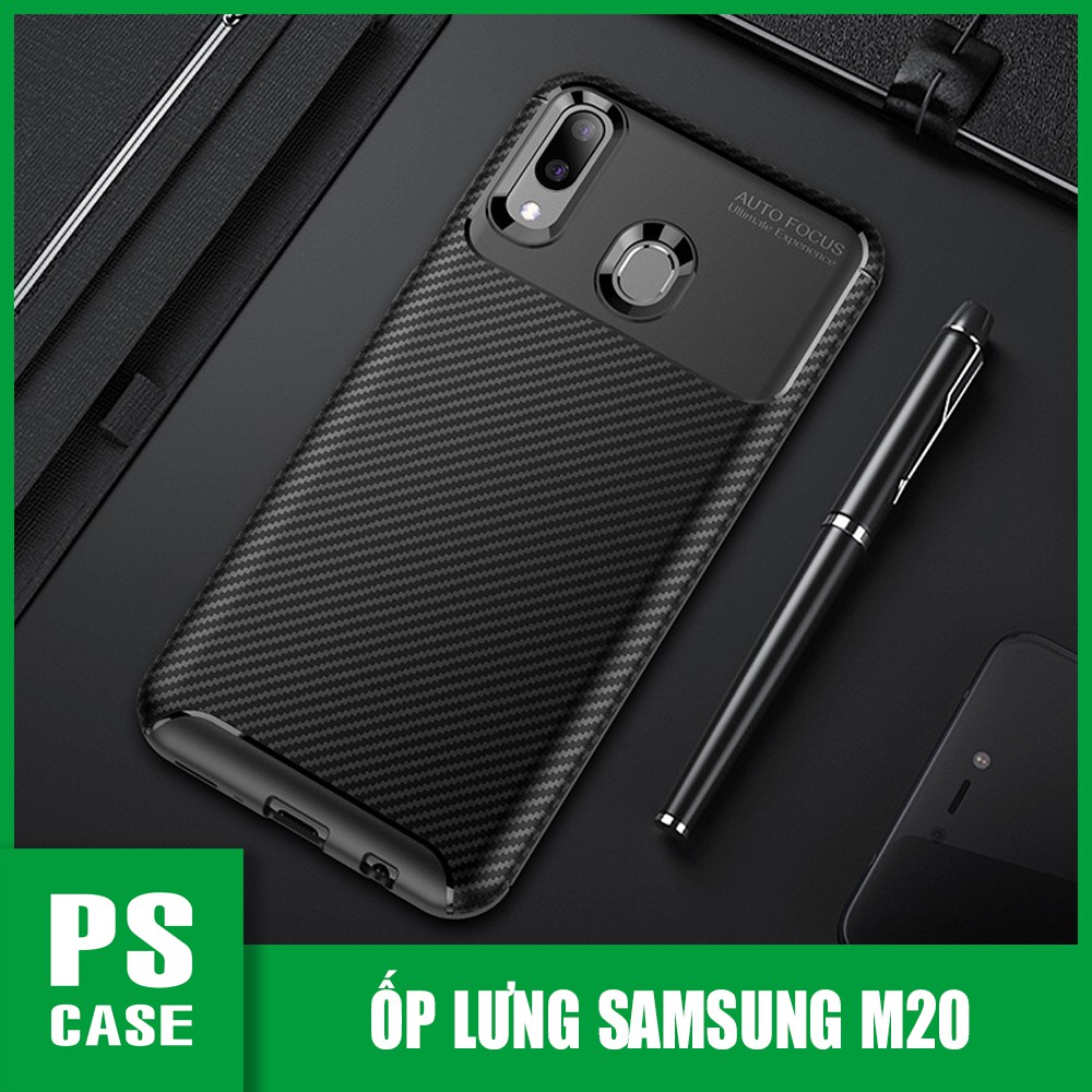 Màu đen - Ốp lưng Samsung M20 dẻo chống sốc cao cấp - PS Case phân phối