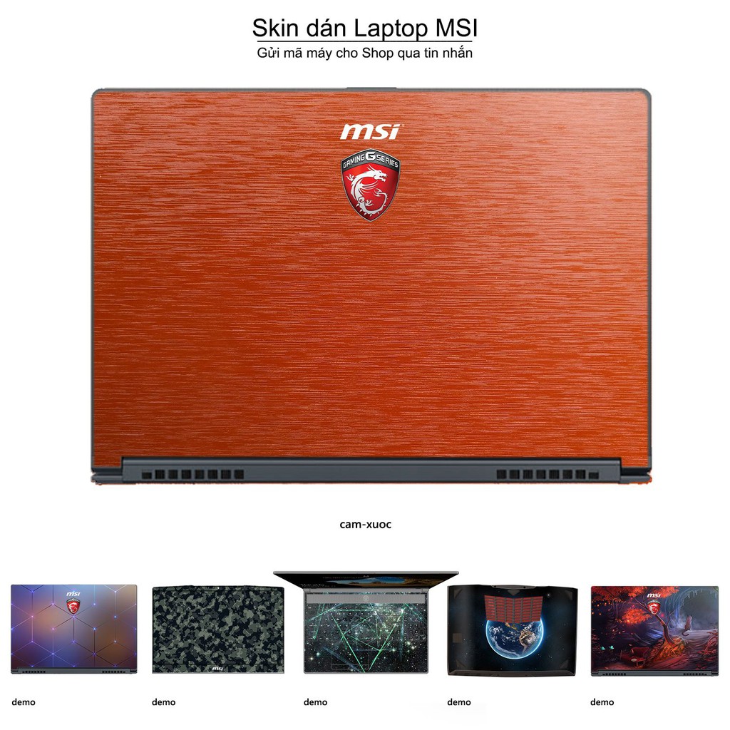 Skin dán Laptop MSI màu cam xước (inbox mã máy cho Shop)