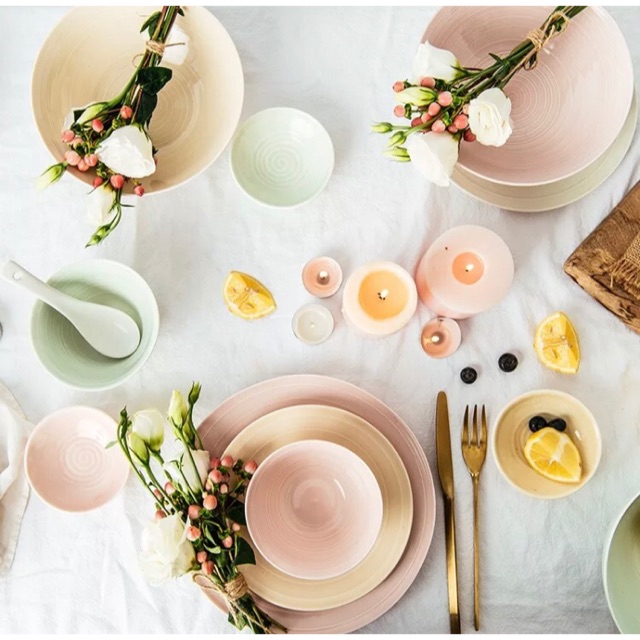 Bộ bát đĩa/ chén dĩa Pastel cao cấp - pc Nhật bản
