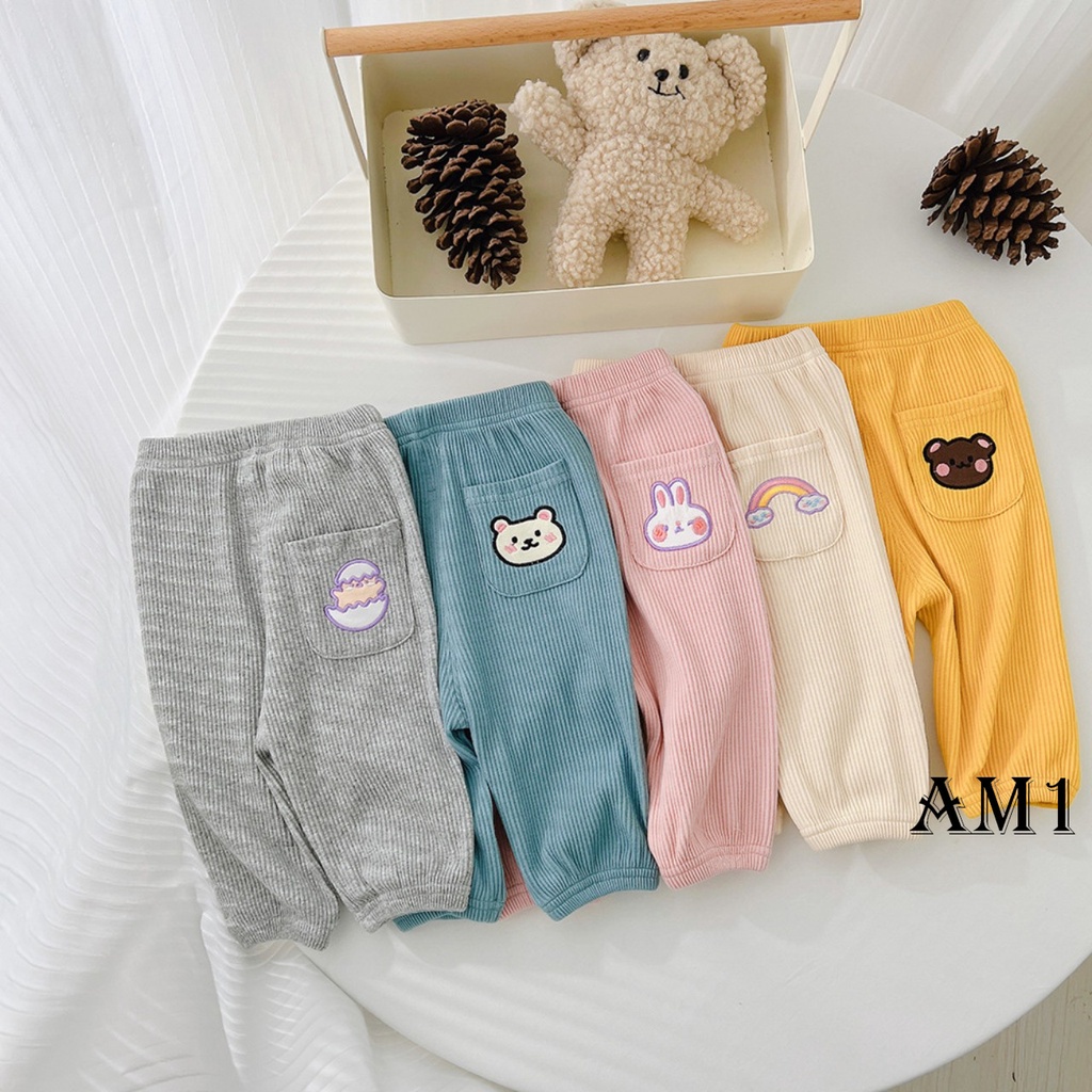 SALE 35%- Quần len tăm cho bé quần bé trai bé gái thu đông bo chun cực mềm mịn siêu dễ thương từ 8 - 16kg