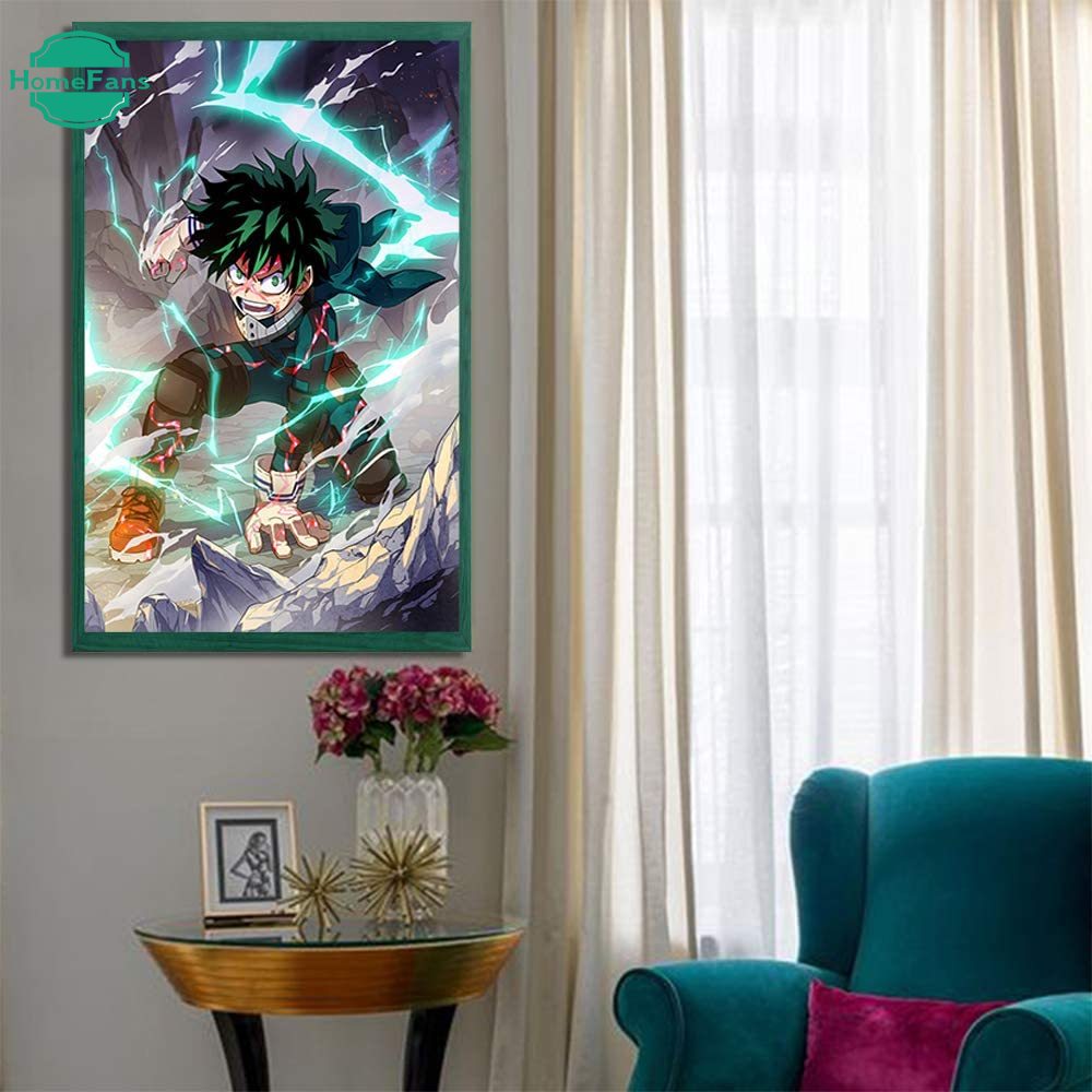 Bộ Tranh Đính Đá 5D Tự Làm 30x40cm Hình My Hero Academia Trang Trí Tường