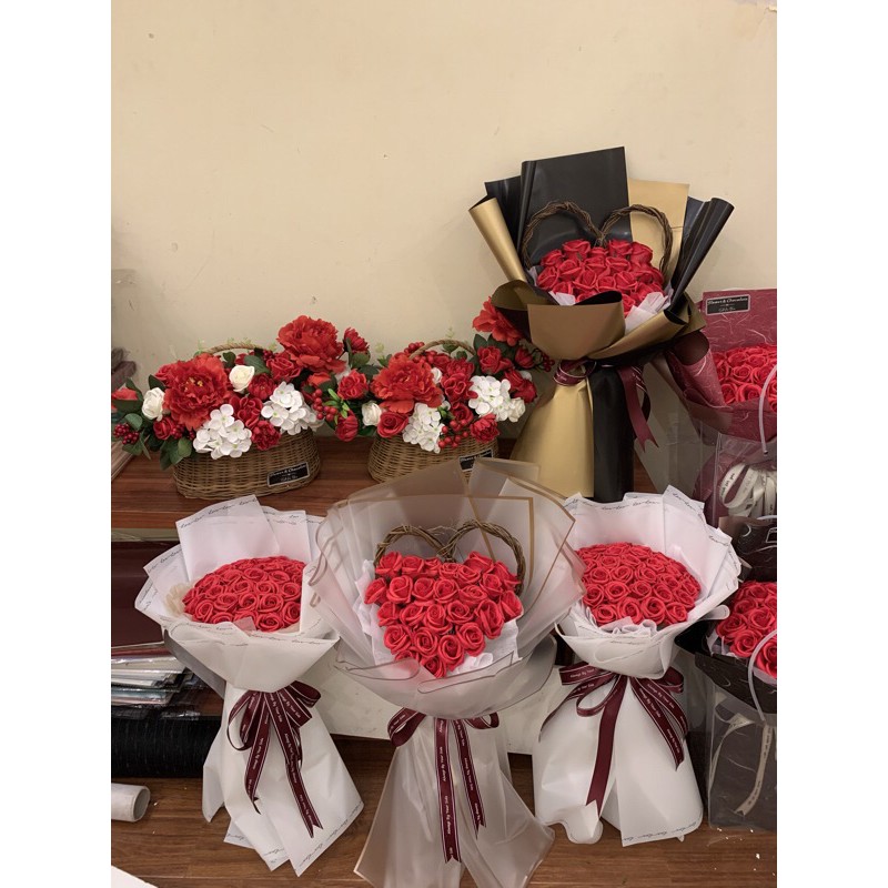 Bó hoa sáp trái tim, bó hoa sáp đẹp, bó hoa sáp sinh nhật