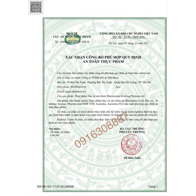 Hoa anh thảo Blackmores Úc 190v | Thế Giới Skin Care