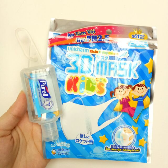 Combo 1 gel diệt khuẩn + 1gói KT 3D kids gói 3 cái