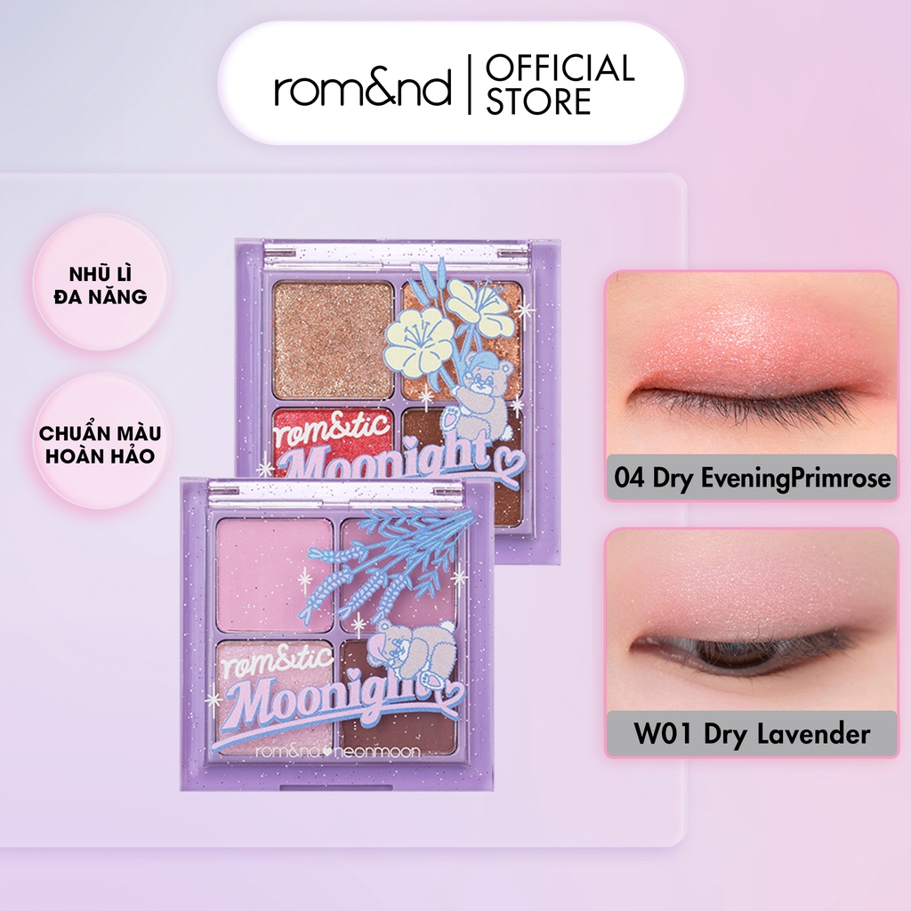 [Rom&amp;nd] Bảng phấn mắt 4 màu xinh lung linh Romand Better Than Eye - Romand x Neonmoon 6.5g