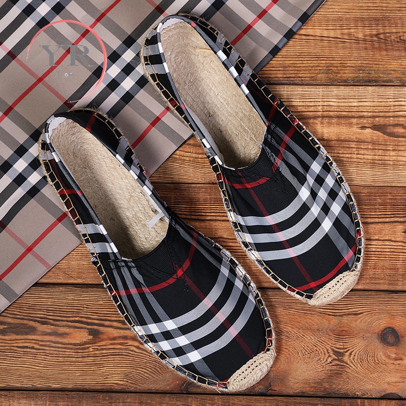 Giày lười vải thời trang hoa văn caro cho nam