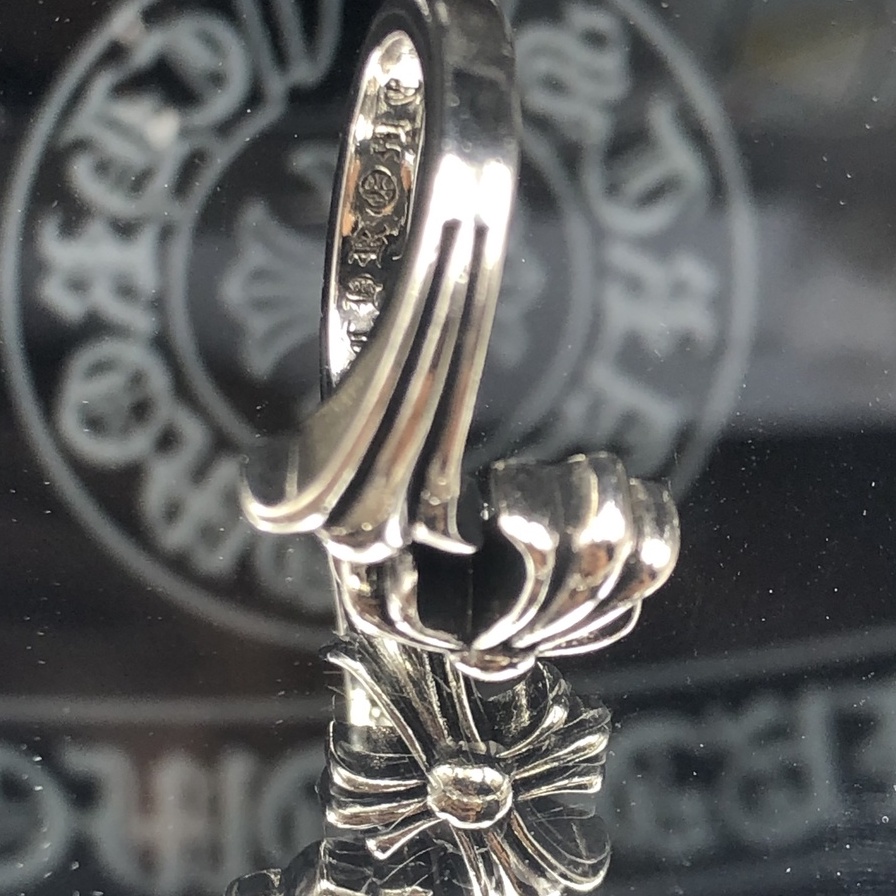 Nhẫn Chrome Heart Nam Nữ Bạc 925 Hình Thánh Giá Uốn Vòng LeCo