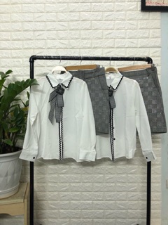 Set áo và chân váy caro kèm nơ [ BUÔN SỈ TỪ 2SP]