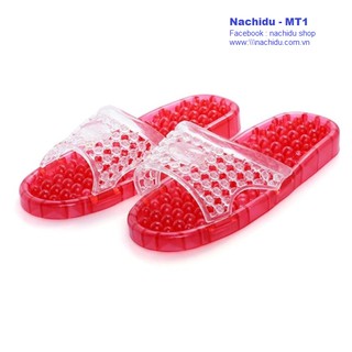 Dép massage chân đi trong nhà, dép nhà tắm, dép lê, dép nhựa màu đỏ Nachidu - MT1