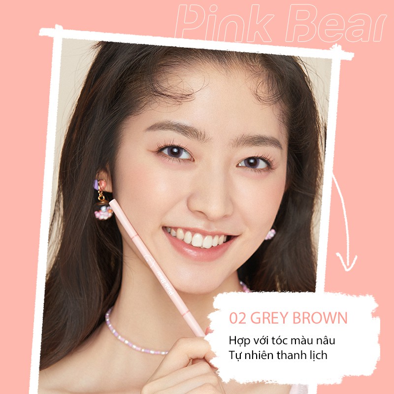 Chì kẻ chân mày Pink Bear tự nhiên và mịn mượt với vỏ hồng khéo léo 10g | BigBuy360 - bigbuy360.vn