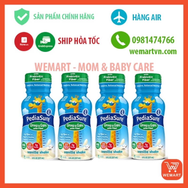 Thùng 24 Chai Sữa Nước Pediasure Hươu Cao Cổ Mỹ Chai 237ml