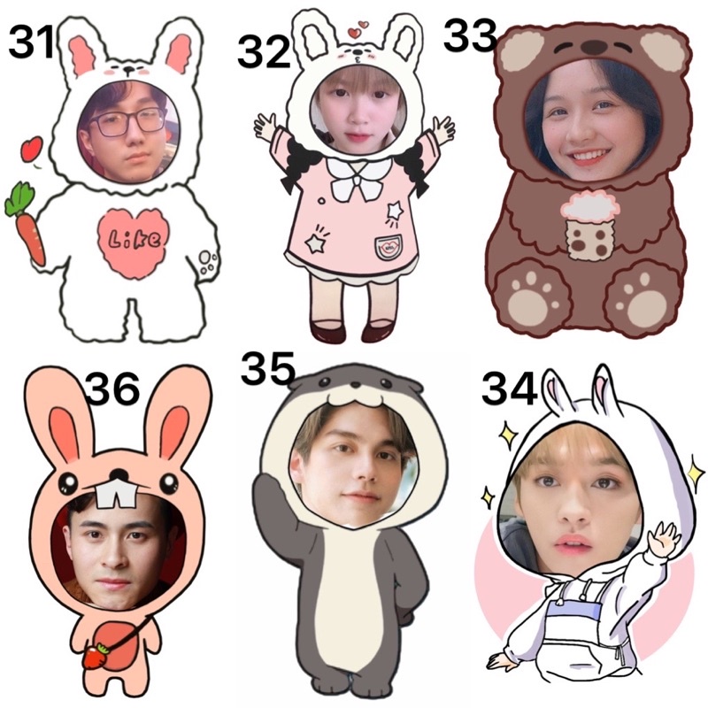 Sticker/ hình dán in ghép mặt theo yêu cầu 15 ảnh / ảnh Sticker ghép mặt đặt in