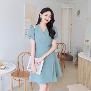Đầm váy mint xoè thắt eo