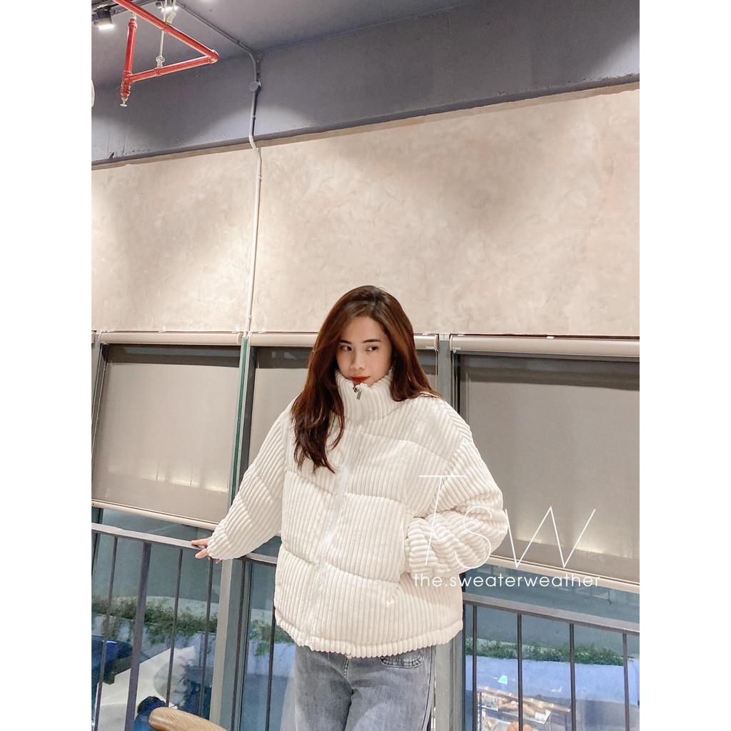 Áo phao nhung gân dáng ngắn | BigBuy360 - bigbuy360.vn