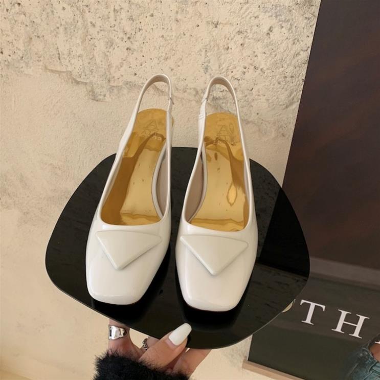 💖FULLBOX💖 Sandal giày cao gót hở gót đế 5 khuy tam giác phân mũi vuông PI
