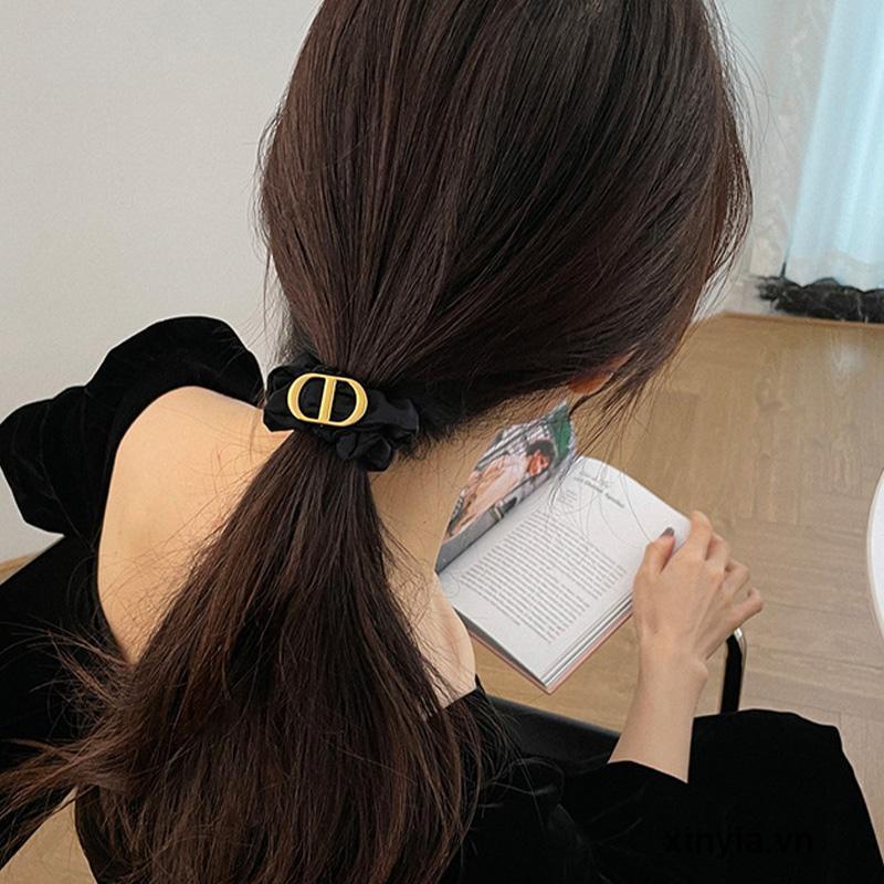Dây Cột Tóc Cao Su Phối Mặt Kim Loại Thời Trang Cho Nữ