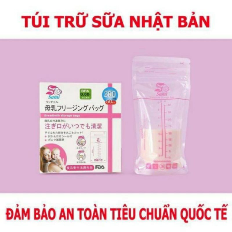 Hộp 50 túi chữ sữa sami hồng loại 250ml