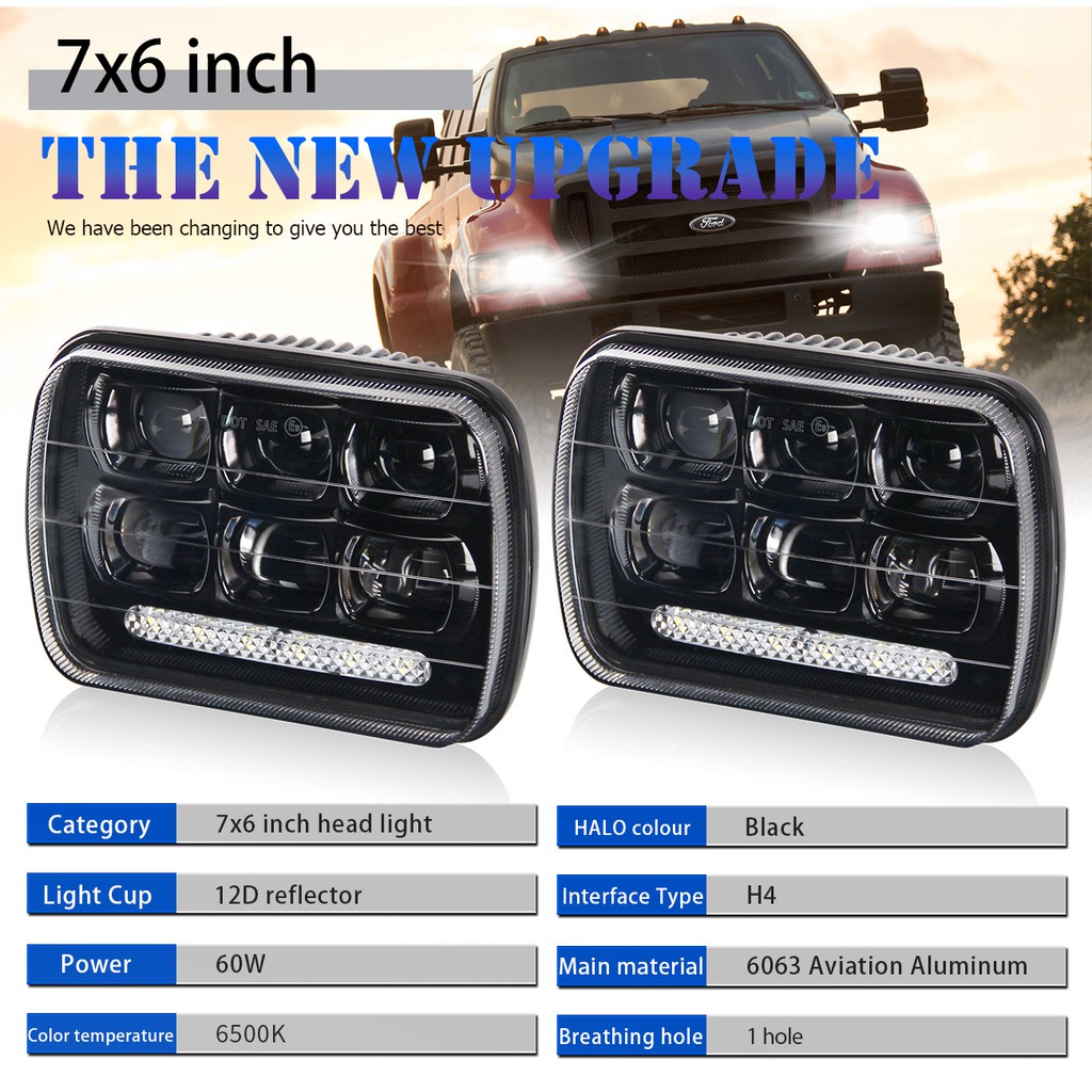 UNI-SHINE DOT E9 7X6 &quot;5x7&quot; Đèn pha LED hình chữ nhật DRL Cree Đèn pha chiếu sáng cao cho xe tải Toyota Pickup Jeep wrangler