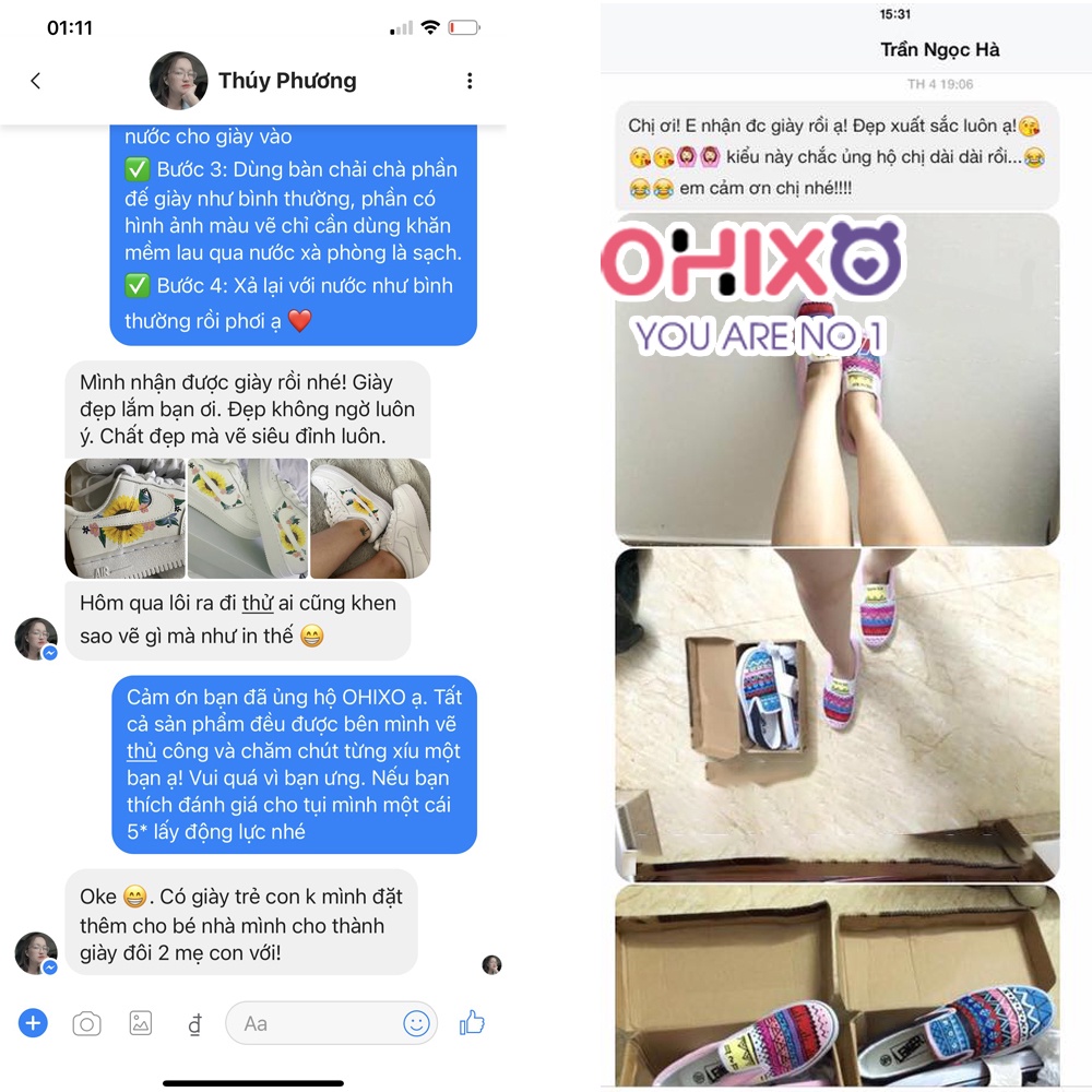 Giày Custom AF1 Thể Thao Nữ Sneaker Hàn Quốc Chất Đẹp Đế Bằng OHIXO AFC18
