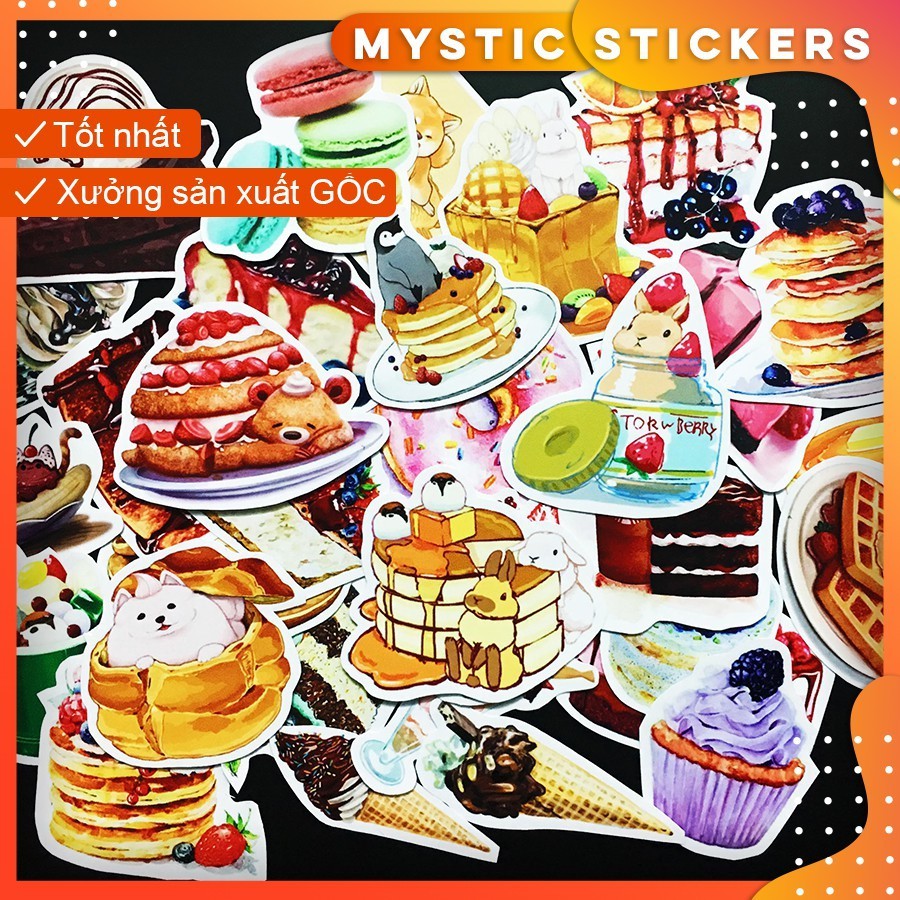 [SET MIX CHỦ ĐỀ FOODIE] 300  sticker mix chủ đề đồ ăn, đồ uống, tráng miệng, snack...
