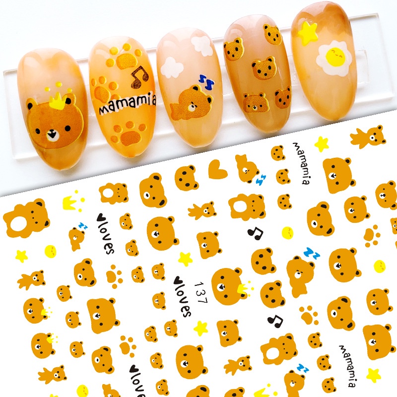 Sticker 3D Gấu Nâu Brown- Hình dán móng tay 137/138
