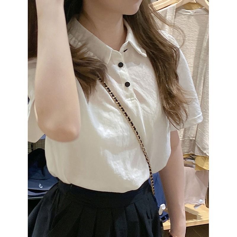 Áo sơ mi mỏng cổ Polo phong cách thời trang Harajuku 2021 | BigBuy360 - bigbuy360.vn
