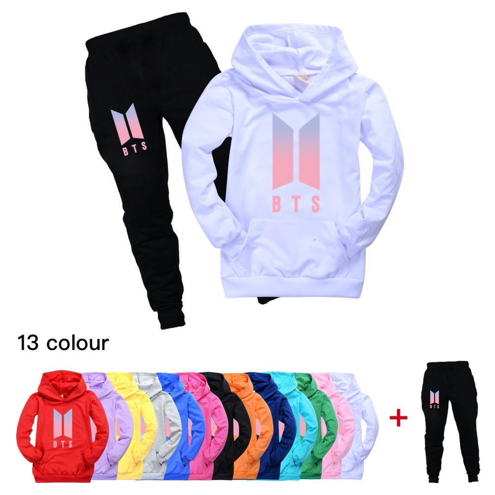 Set Áo Hoodie + Quần Dài In Hình Nhóm Nhạc Bts