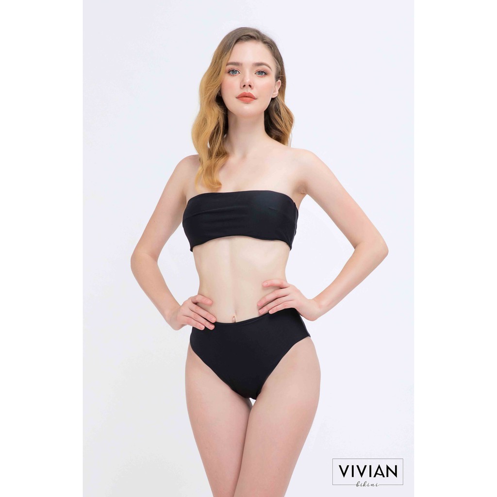 Áo bơi Nữ VIVIAN kiểu dáng dạng ống- màu Đen - VS116_BL