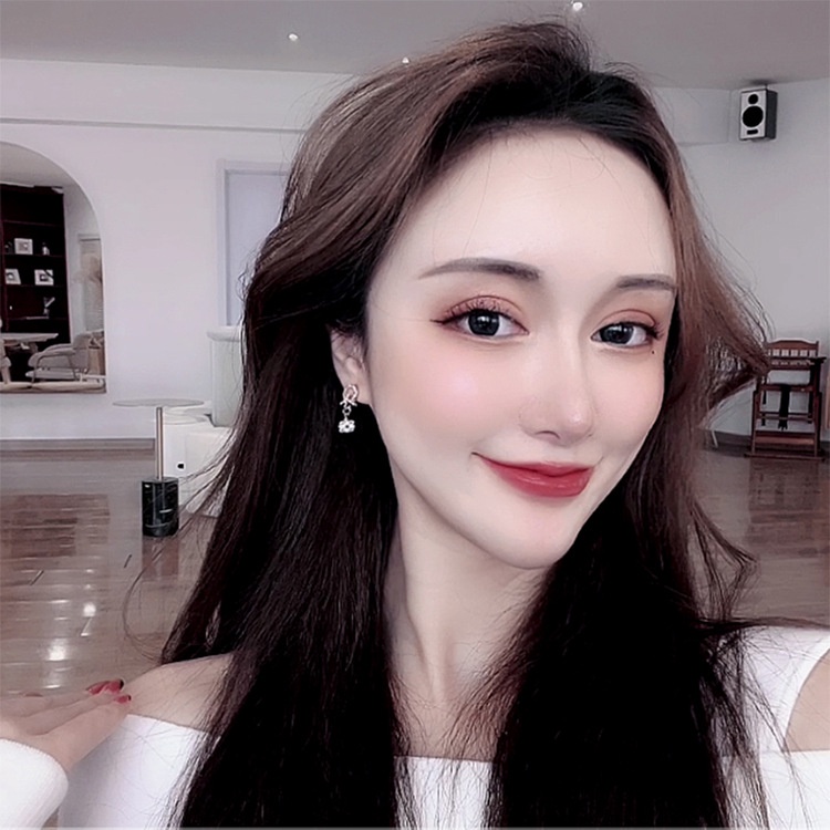 Khuyên tai kẹp không bấm lỗ chốt cố định K039 bằng hợp kim mạ vàng hình khối đính đá và hạt trai dáng midi Leous