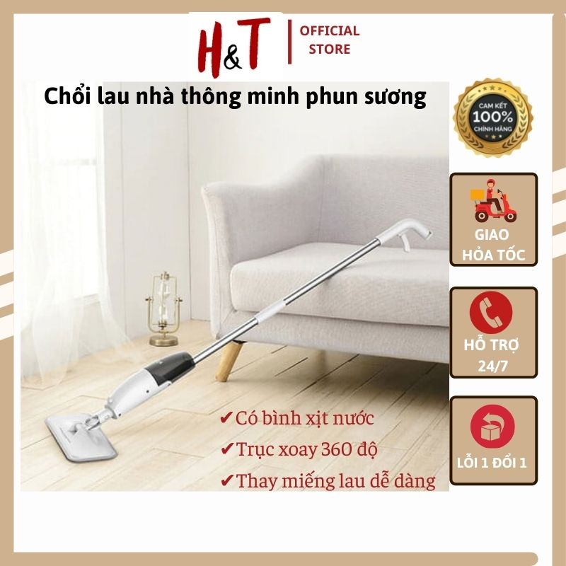 Cây lau nhà, lau sàn có bình xịt phun sương dung dịch sát khuẩn thông minh siêu nhỏ gọn