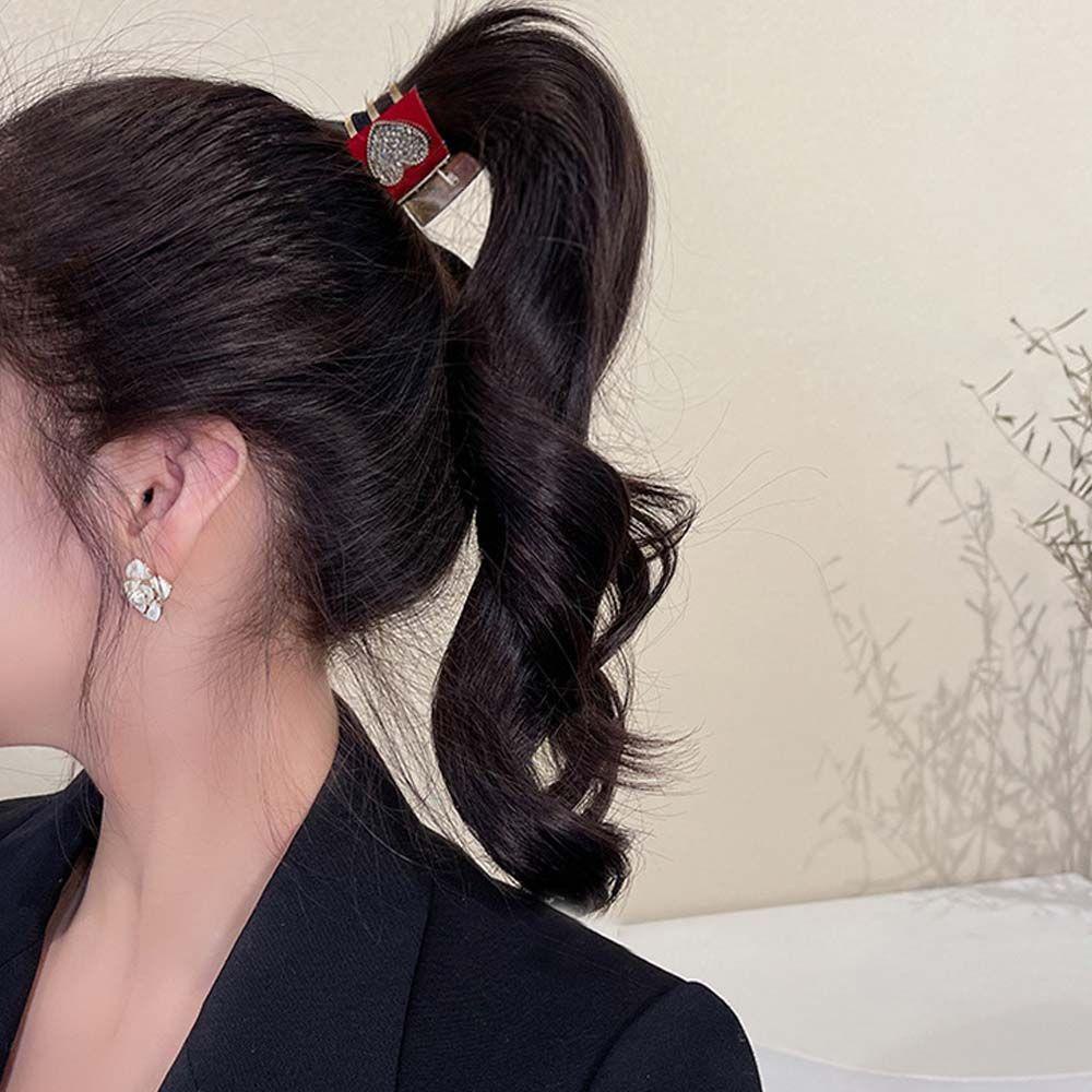 TWINKLE Kẹp Tóc Đuôi Ngựa Mini Hình Trái Tim / Hình Học Bằng Nhung Dễ Thương Xinh Xắn