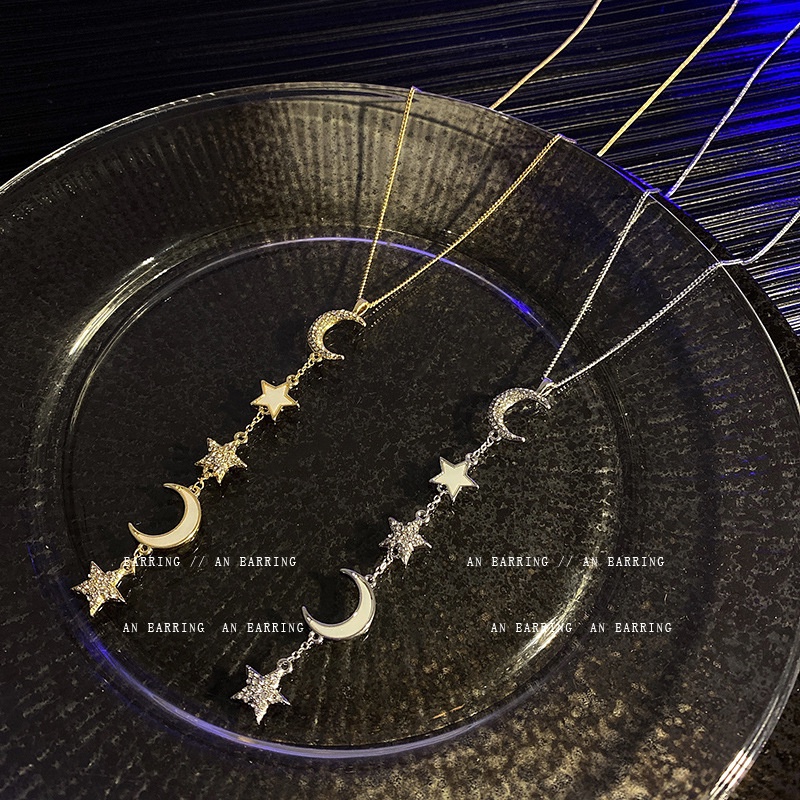 Vòng cổ Mặt Ngôi Sao Và Mặt Trăng Đính Đá 2022 Sang Trọng