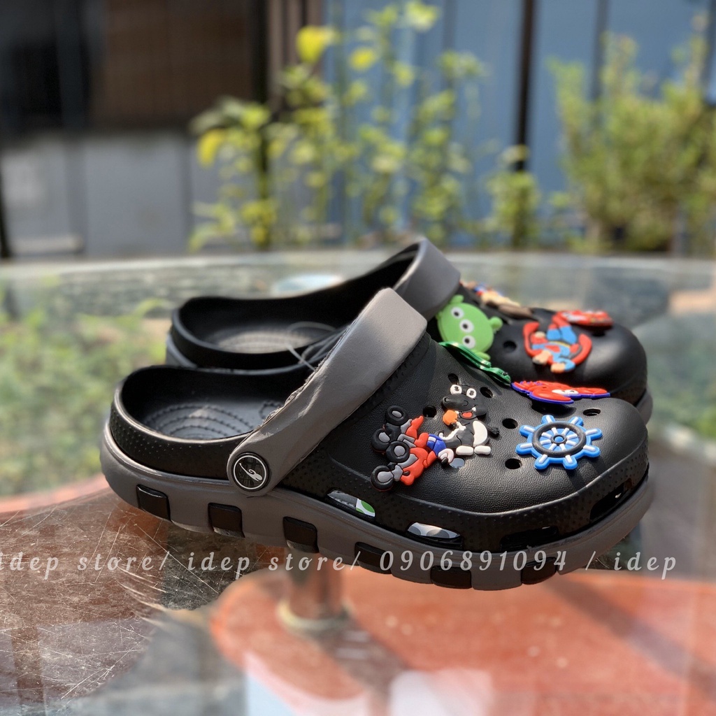 Dép Cross ĐEN unisex tặng 6 sticker SL013- Giày sục siêu nhẹ đi mưa (Form nhỏ) IDEP | BigBuy360 - bigbuy360.vn