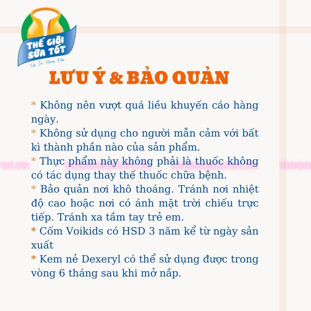 Combo Cốm Ăn Ngon Voikid &amp; Dưỡng Ẩm Dexeryl Creme 50g Chăm Sóc Sức Khỏe Bé Thegioisuatot