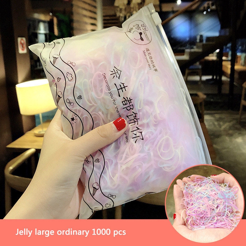 Bộ 500/1000 sợi dây buộc tóc co giãn nhiều màu cho nữ