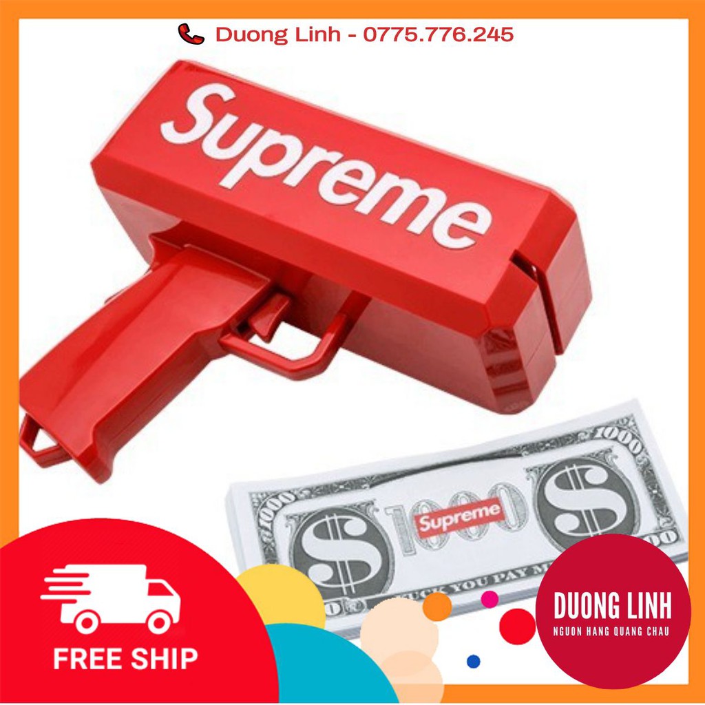 Súng Bắn Tiền Supreme Full Box Tặng Kèm 100 Tờ Tiền Dolar Supreme sale