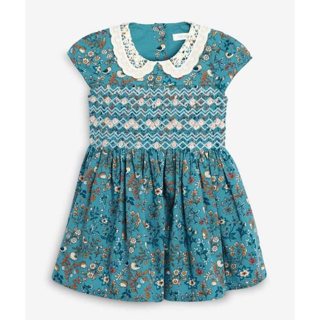Đầm smock xanh Next newtag sz 2-3y