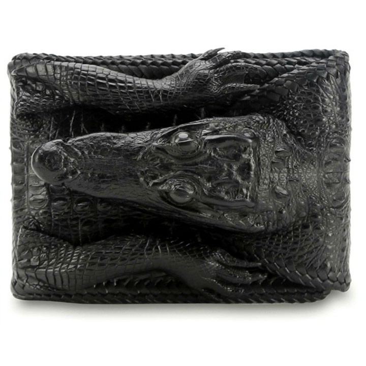 Bóp nam da cá sấu Huy Hoàng nguyên con vip màu đen HP2270
