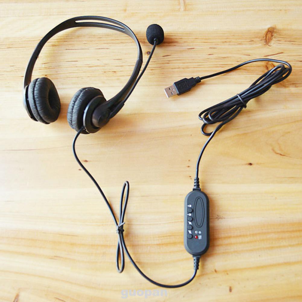 USB Port Office Noise Cancelling Hands Free Left Right 360 Rotatable Volume Adjustable Call Centre Headset Microphone