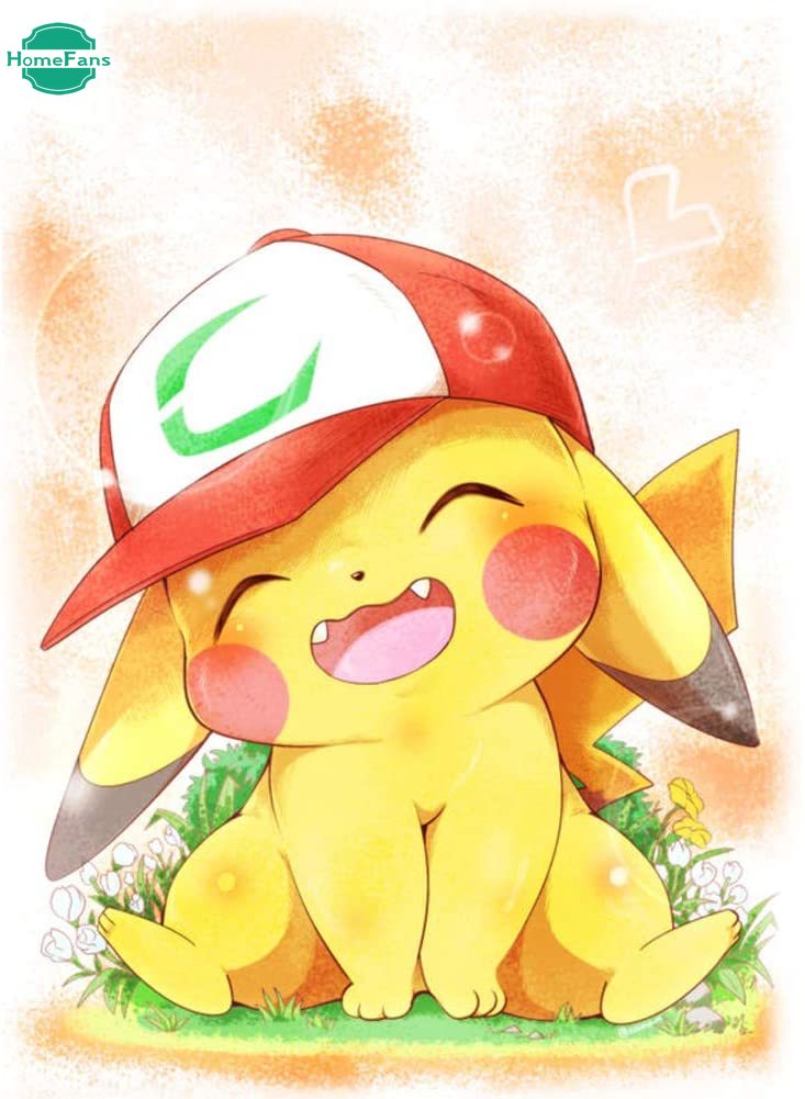 Bộ tranh đính đá 5d tự làm hình pikachu đáng yêu kích thước 30x40cm